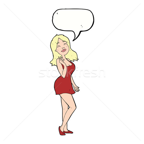 [[stock_photo]]: Cartoon · jolie · femme · robe · de · cocktail · bulle · femme · main