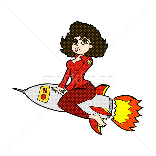 comic cartoon army pin up girl riding missile Stock photo © lineartestpilot