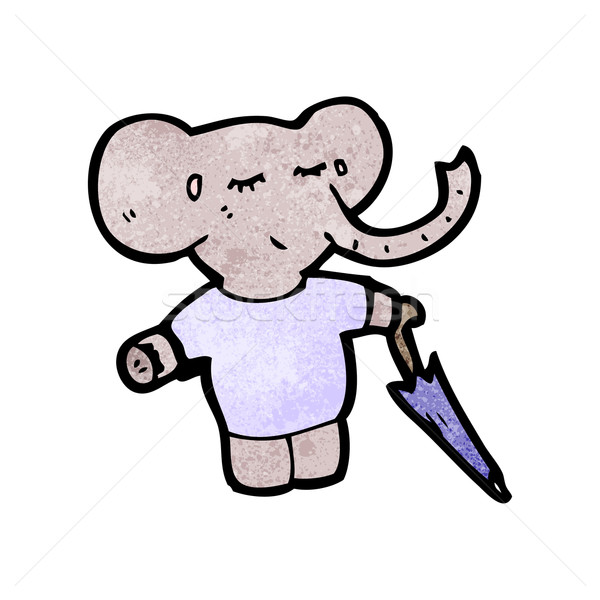 Cartoon słoń parasol strony szczęśliwy rysunek Zdjęcia stock © lineartestpilot