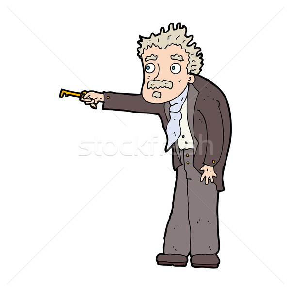 cartoon man trembling with key unlocking Stock photo © lineartestpilot