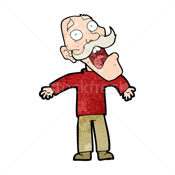 Stock photo: cartoon terrified old man