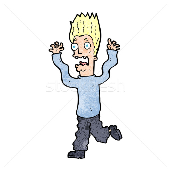 Desenho animado assustado homem mão projeto louco Foto stock © lineartestpilot