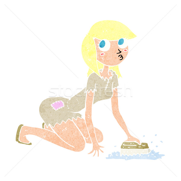 cartoon cinderella scrubbing floors Stock photo © lineartestpilot