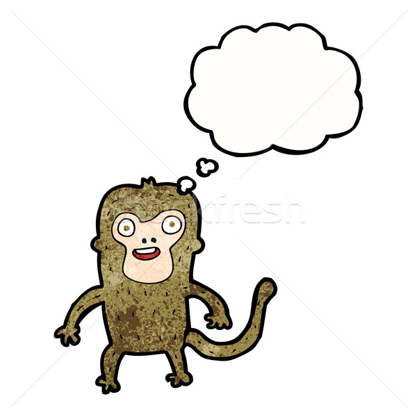 Cartoon małpa bubble myśl strony szczęśliwy projektu Zdjęcia stock © lineartestpilot