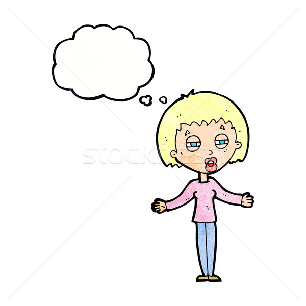 cartoon suspicious woman with thought bubble Stock photo © lineartestpilot