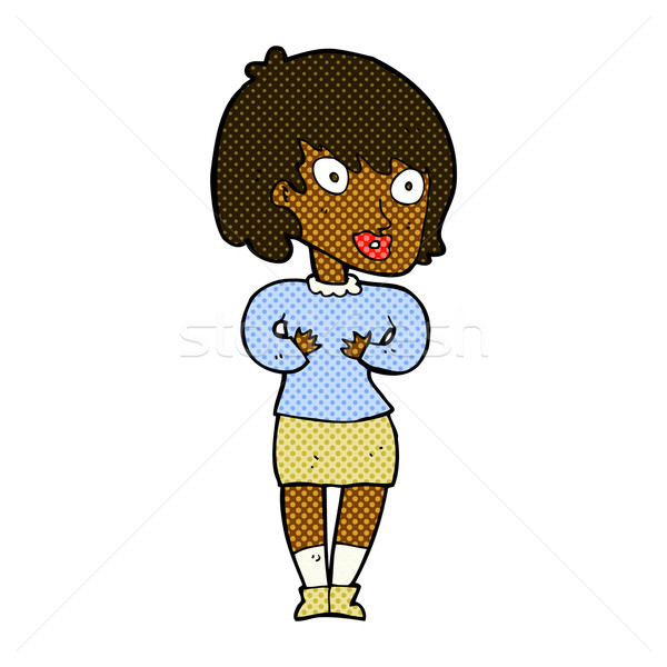 comic cartoon woman making Who Me? gesture Stock photo © lineartestpilot