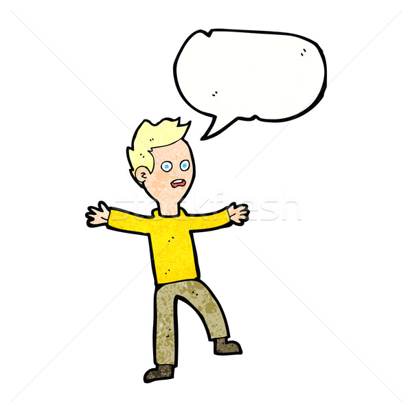 cartoon startled boy with speech bubble Stock photo © lineartestpilot