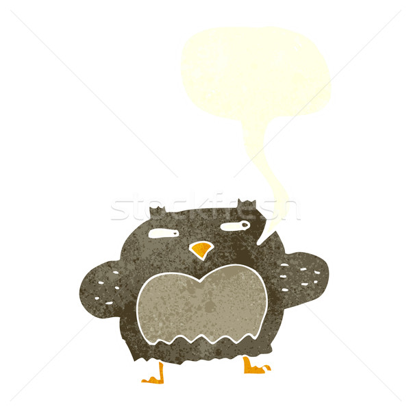 cartoon suspicious owl with speech bubble Stock photo © lineartestpilot
