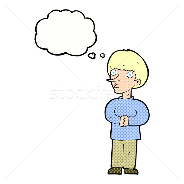 Cartoon nerveus man gedachte bel hand gek Stockfoto © lineartestpilot