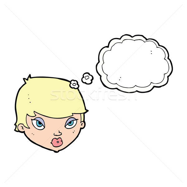 cartoon unimpressed woman with thought bubble Stock photo © lineartestpilot