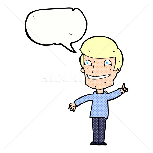 cartoon grinning man with idea with speech bubble Stock photo © lineartestpilot