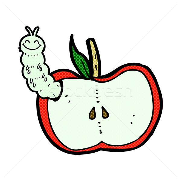 Cômico desenho animado maçã bicho retro Foto stock © lineartestpilot
