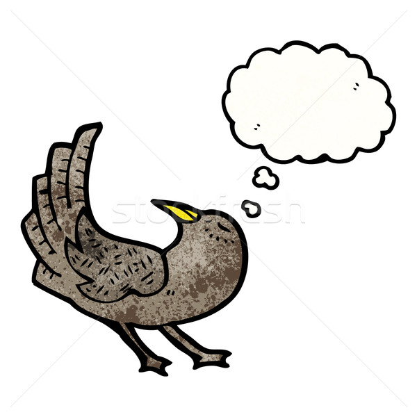 Cartoon linea uccello parlando retro pensare Foto d'archivio © lineartestpilot