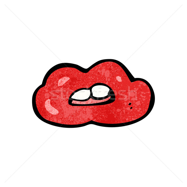 Cartoon czerwone usta dziewczyna sztuki usta retro Zdjęcia stock © lineartestpilot
