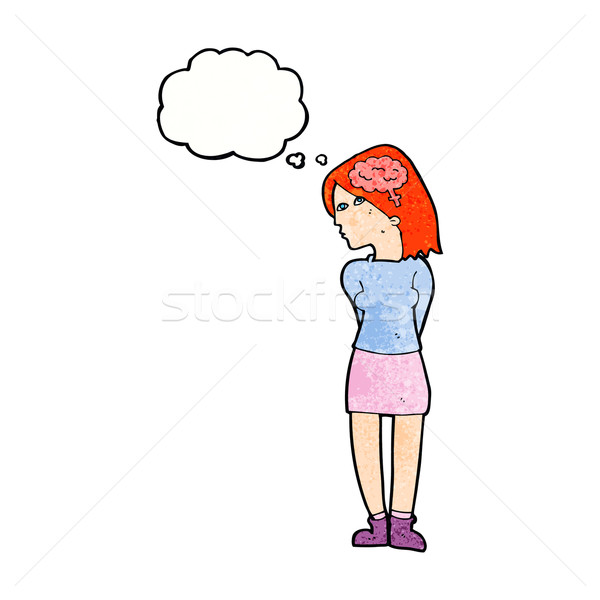 cartoon brainy woman with thought bubble Stock photo © lineartestpilot