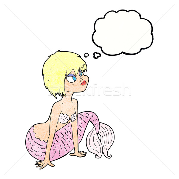 Desen animat destul de sirena bule gandire femeie mână Imagine de stoc © lineartestpilot
