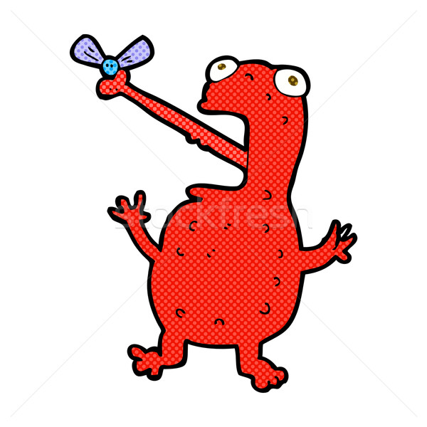 comic cartoon poisonous frog catching fly Stock photo © lineartestpilot