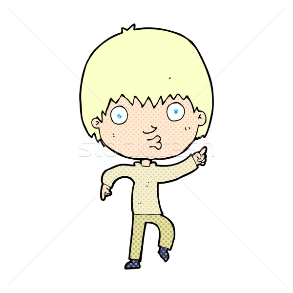 comic cartoon impressed boy pointing Stock photo © lineartestpilot