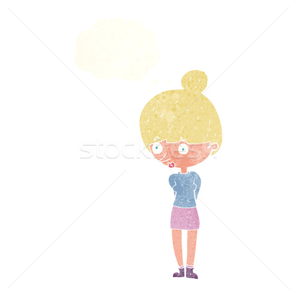 cartoon woman staring with thought bubble Stock photo © lineartestpilot