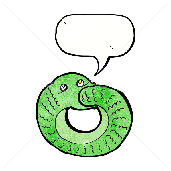Desenho animado serpente alimentação próprio cauda balão de fala Foto stock © lineartestpilot