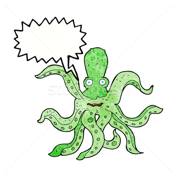 Stockfoto: Cartoon · reus · octopus · tekstballon · hand · zee
