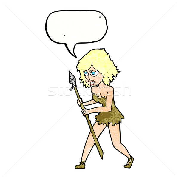 cartoon cave girl with speech bubble Stock photo © lineartestpilot