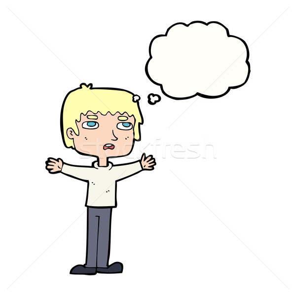 Cartoon nerveux homme bulle de pensée main design Photo stock © lineartestpilot