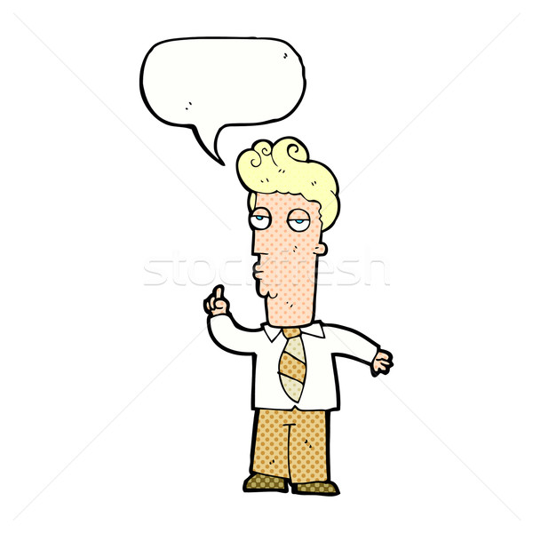 Desenho animado entediado homem pergunta balão de fala Foto stock © lineartestpilot