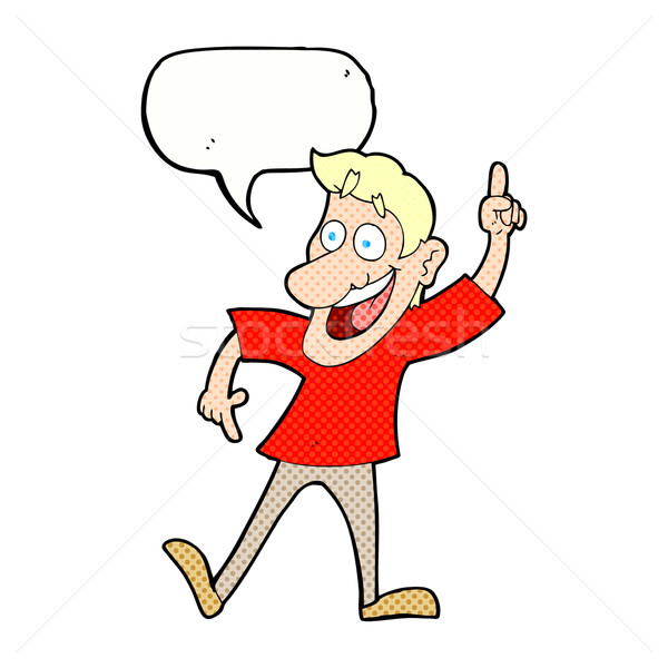 cartoon man with great idea with speech bubble Stock photo © lineartestpilot