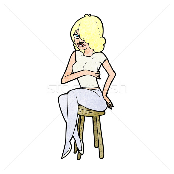 漫画 女性 座って バー スツール デザイン ストックフォト © lineartestpilot