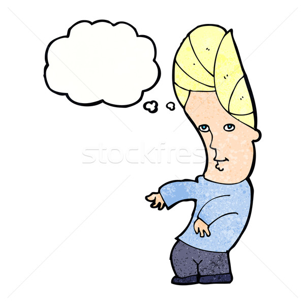 Stock photo: cartoon man with no worries with thought bubble