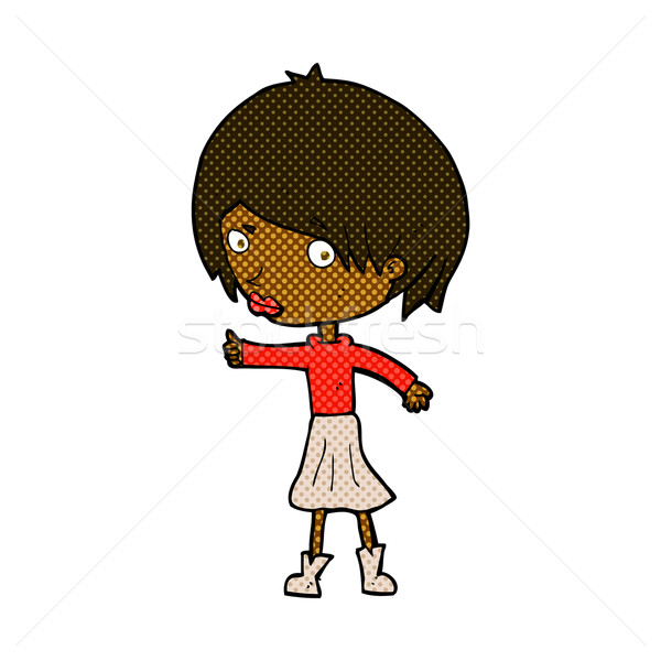 Cômico desenho animado mulher sobrancelha retro Foto stock © lineartestpilot