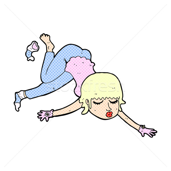 Stock photo: comic cartoon woman floating