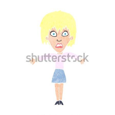 Stock photo: cartoon woman in dungarees with thought bubble
