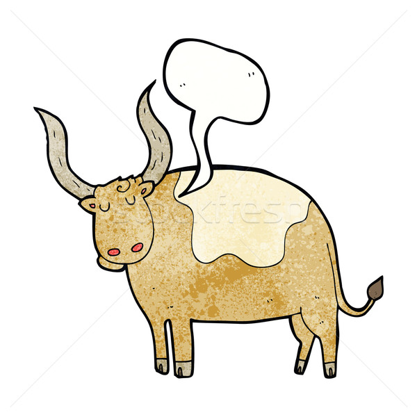 Karikatur ox Sprechblase Hand Design Kuh Stock foto © lineartestpilot