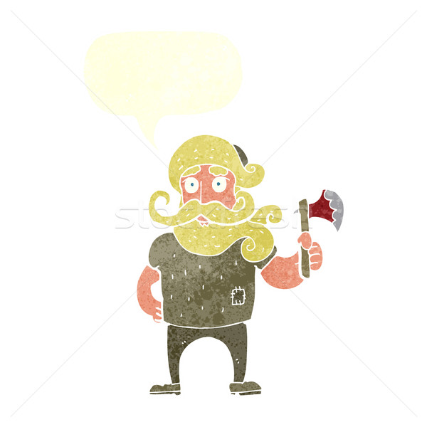 cartoon lumberjack with axe with speech bubble Stock photo © lineartestpilot
