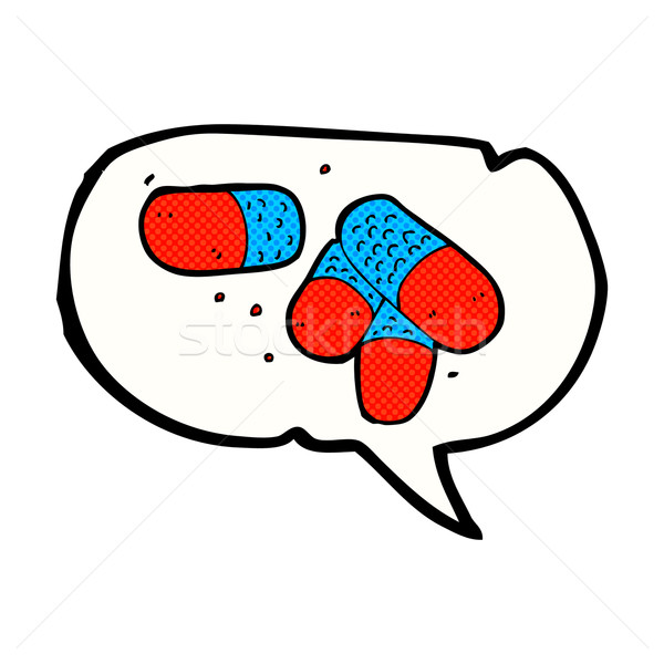 cartoon painkillers with speech bubble Stock photo © lineartestpilot