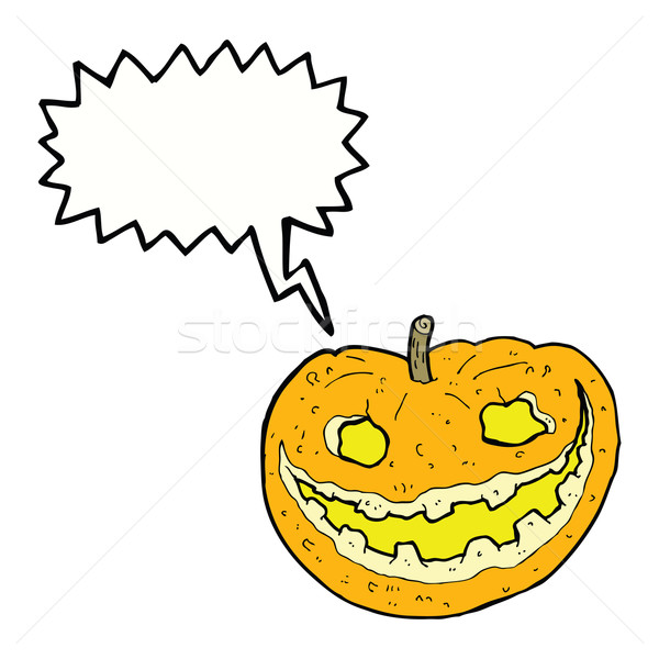 cartoon spooky pumpkin with speech bubble Stock photo © lineartestpilot