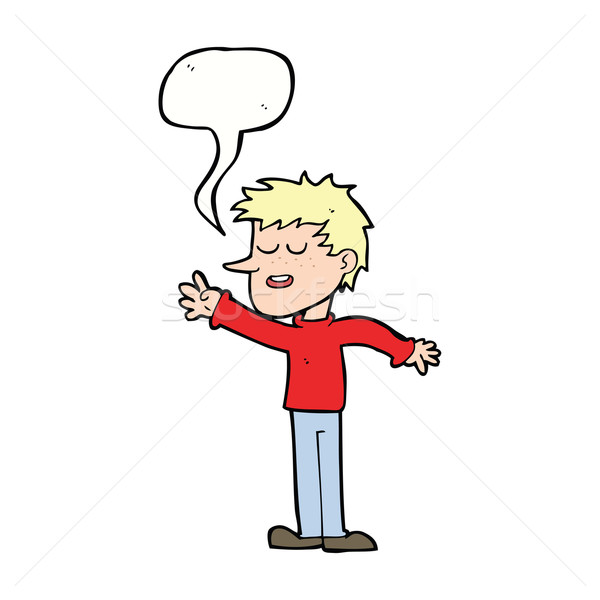 cartoon happy man reaching with speech bubble Stock photo © lineartestpilot