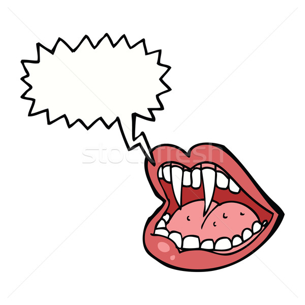 Cartoon vampier mond tekstballon hand ontwerp Stockfoto © lineartestpilot