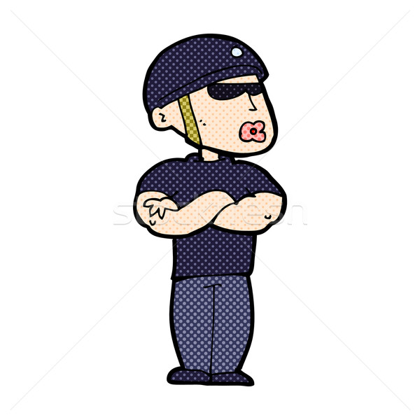 Komik karikatür güvenlik görevlisi Retro stil Stok fotoğraf © lineartestpilot