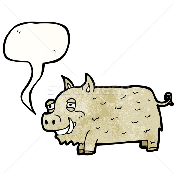 Cartoon волосатый свинья ретро рисунок Cute Сток-фото © lineartestpilot