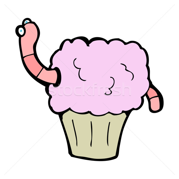 Karikatur Wurm Cupcake Hand Design crazy Stock foto © lineartestpilot