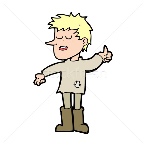 Karikatur armen Junge positive Haltung Hand Mann Stock foto © lineartestpilot