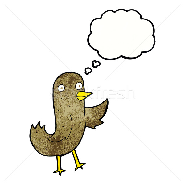 Grappig cartoon vogel gedachte bel hand ontwerp Stockfoto © lineartestpilot