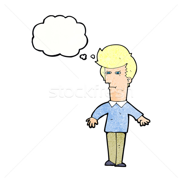 Cartoon podejrzliwy człowiek bubble myśl strony oczy Zdjęcia stock © lineartestpilot