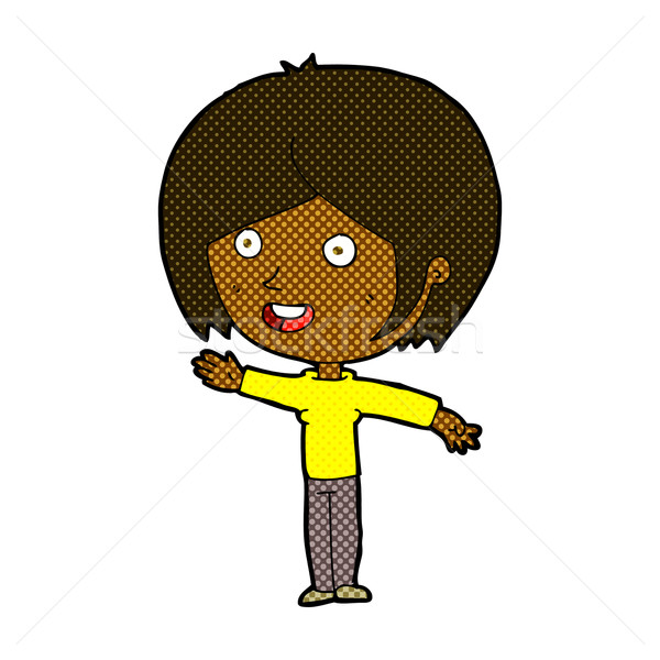 Cômico desenho animado menina feliz retro Foto stock © lineartestpilot
