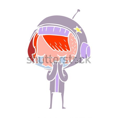 Cartoon intelligent vrouw gedachte bel hand ontwerp Stockfoto © lineartestpilot