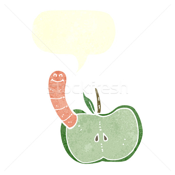 Cartoon pomme ver bulle main design Photo stock © lineartestpilot