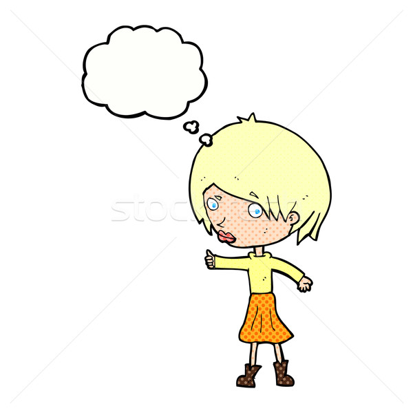 cartoon woman raising eyebrow with thought bubble Stock photo © lineartestpilot